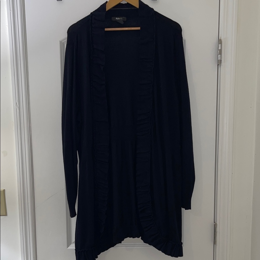 Style & Co. Black Ruffled Cardigan